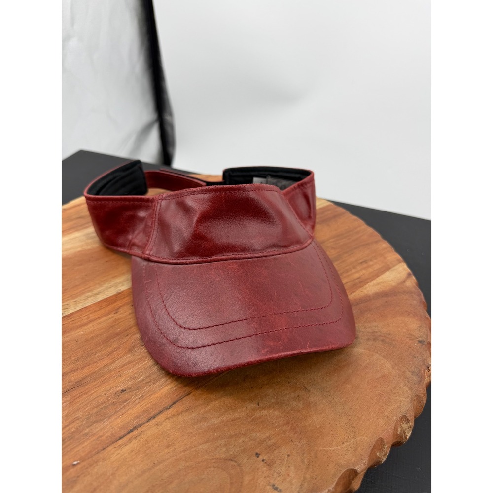 Wilsons Leather Sun Visor Womens OS Burgundy Red Adjustable Strap Streetwear